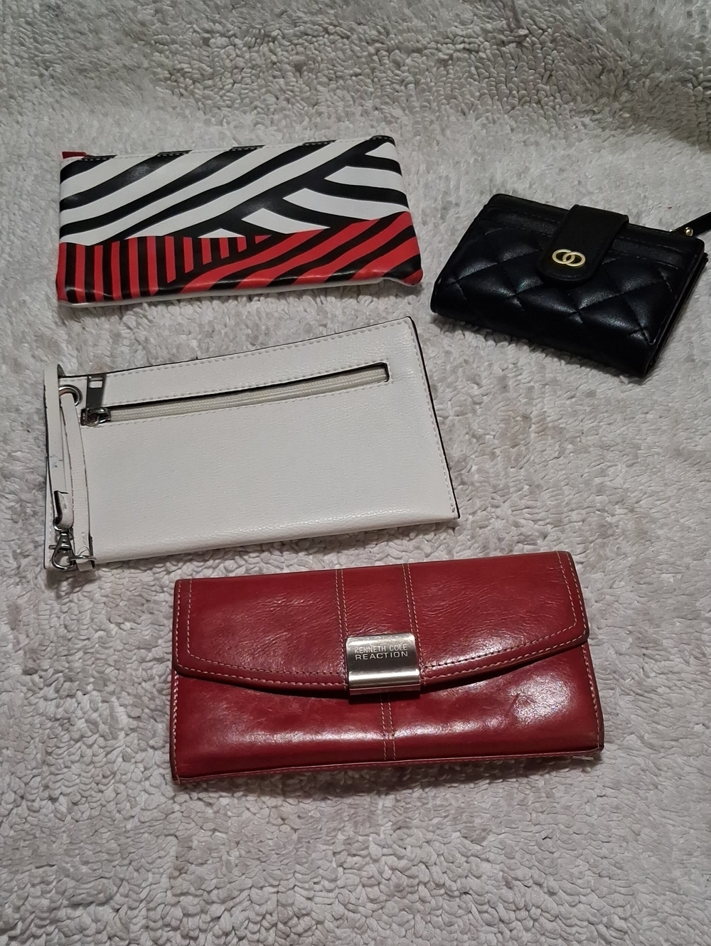 Kenneth Cole Reaction Red Leather Clasp Wallet & Cosmetic Pouches